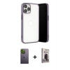 MARSİLYAN™- iPhone 13 Pro Max Kılıf Vadi Minimal - Siyah Bilvis Hayalet Cam Ekran Koruyucu + Yeşil Neon Fosforlu Kamera Lens