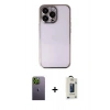 MARSİLYAN™- iPhone 13 Pro Max Kılıf Vadi Minimal - Siyah Bilvis Hayalet Cam Ekran Koruyucu + Neon Fosforlu Kamera Lens - YL