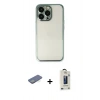 MARSİLYAN™- iPhone 13 Pro Max Kılıf Vadi Minimal - Siyah Bilvis Hayalet Cam Ekran Koruyucu + Renkli Kamera Lens Koruma Cam - YL