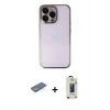 MARSİLYAN™- iPhone 13 Pro Max Kılıf Vadi Minimal - Siyah Bilvis Hayalet Cam Ekran Koruyucu + Renkli Kamera Lens Koruma Cam - YL