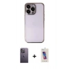 MARSİLYAN™- iPhone 13 Pro Max Kılıf Vadi Minimal - Siyah Joko 5D Cam + Neon Fosforlu Kamera Lens - BZ
