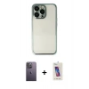 MARSİLYAN™- iPhone 13 Pro Max Kılıf Vadi Minimal - Siyah Joko 5D Cam + Neon Fosforlu Kamera Lens - BZ