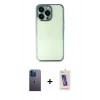 MARSİLYAN™- iPhone 13 Pro Max Kılıf Vadi Minimal - Siyah Joko 5D Cam + Neon Fosforlu Kamera Lens - MI