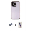 MARSİLYAN™- iPhone 13 Pro Max Kılıf Vadi Minimal - Siyah Joko 5D Cam + Yeşil Renkli Kamera Lens Koruma Cam
