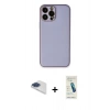 MARSİLYAN™- iPhone 13 Pro Max Kılıf Yadigar Klasik - Şeffaf Pasifik Cam Ekran Koruyucu + Lacivert Pers Alüminyum Kamera Lens