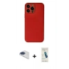 MARSİLYAN™- iPhone 13 Pro Max Kılıf Yadigar Klasik - Şeffaf Pasifik Cam Ekran Koruyucu + Lacivert Pers Alüminyum Kamera Lens