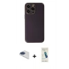 MARSİLYAN™- iPhone 13 Pro Max Kılıf Yadigar Klasik - Şeffaf Pasifik Cam Ekran Koruyucu + Lacivert Pers Alüminyum Kamera Lens