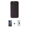 MARSİLYAN™- iPhone 13 Pro Max Kılıf Yadigar Klasik - Şeffaf Pasifik Cam Ekran Koruyucu + Neon Fosforlu Kamera Lens - MI