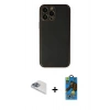 MARSİLYAN™- iPhone 13 Pro Max Kılıf Yadigar Klasik - Siyah 18D Cam Ekran Koruyucu + Pers Alüminyum Kamera Lens - SABE