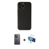 MARSİLYAN™- iPhone 13 Pro Max Kılıf Yadigar Klasik - Siyah 3D Antistatik Cam Ekran Koruyucu + Neon Fosforlu Kamera Lens - YL