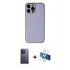 MARSİLYAN™- iPhone 13 Pro Max Kılıf Yadigar Klasik - Siyah 3D Antistatik Cam Ekran Koruyucu + Neon Fosforlu Kamera Lens - MI