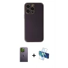 MARSİLYAN™- iPhone 13 Pro Max Kılıf Yadigar Klasik - Siyah 3D Antistatik Cam Ekran Koruyucu + Neon Fosforlu Kamera Lens - YL