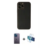 MARSİLYAN™- iPhone 13 Pro Max Kılıf Yadigar Klasik - Siyah 3D Antistatik Cam Ekran Koruyucu + Neon Fosforlu Kamera Lens - MI