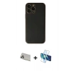 MARSİLYAN™- iPhone 13 Pro Max Kılıf Yadigar Klasik - Siyah 3D Antistatik Cam Ekran Koruyucu + Rainbow Kamera Lens Koruma Cam - BZ