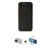 MARSİLYAN™- iPhone 13 Pro Max Kılıf Yadigar Klasik - Siyah 3D Antistatik Cam Ekran Koruyucu + Rainbow Kamera Lens Koruma Cam - KI
