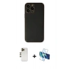 MARSİLYAN™- iPhone 13 Pro Max Kılıf Yadigar Klasik - Siyah 3D Antistatik Cam Ekran Koruyucu + Shine Kamera Lens - GD