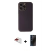 MARSİLYAN™- iPhone 13 Pro Max Kılıf Yadigar Klasik - Siyah 3D Antistatik Hayalet Cam Ekran Koruyucu + Pers Alüminyum Kamera Lens - KI