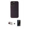MARSİLYAN™- iPhone 13 Pro Max Kılıf Yadigar Klasik - Siyah 3D Antistatik Hayalet Cam Ekran Koruyucu + Rainbow Kamera Lens Koruma Cam - KI