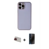 MARSİLYAN™- iPhone 13 Pro Max Kılıf Yadigar Klasik - Siyah 3D Antistatik Hayalet Cam Ekran Koruyucu + Rainbow Kamera Lens Koruma Cam - KI
