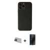 MARSİLYAN™- iPhone 13 Pro Max Kılıf Yadigar Klasik - Siyah 3D Antistatik Hayalet Cam Ekran Koruyucu + Rainbow Kamera Lens Koruma Cam - MI