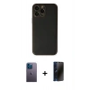 MARSİLYAN™- iPhone 13 Pro Max Kılıf Yadigar Klasik - Siyah 3D Antistatik Hayalet Cam Ekran Koruyucu + Neon Fosforlu Kamera Lens - MI