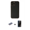 MARSİLYAN™- iPhone 13 Pro Max Kılıf Yadigar Klasik - Siyah 3D Antistatik Hayalet Cam Ekran Koruyucu + Renkli Kamera Lens Koruma Cam - PE