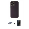 MARSİLYAN™- iPhone 13 Pro Max Kılıf Yadigar Klasik - Siyah 3D Antistatik Hayalet Cam Ekran Koruyucu + Renkli Kamera Lens Koruma Cam - PE