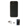MARSİLYAN™- iPhone 13 Pro Max Kılıf Yadigar Klasik - Siyah 3D Antistatik Hayalet Cam Ekran Koruyucu + Pers Alüminyum Kamera Lens - GD