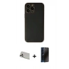 MARSİLYAN™- iPhone 13 Pro Max Kılıf Yadigar Klasik - Siyah 3D Antistatik Hayalet Cam Ekran Koruyucu + Rainbow Kamera Lens Koruma Cam - BZ