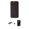 MARSİLYAN™- iPhone 13 Pro Max Kılıf Yadigar Klasik - Siyah 3D Antistatik Hayalet Cam Ekran Koruyucu + Renkli Kamera Lens Koruma Cam - MI