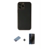 MARSİLYAN™- iPhone 13 Pro Max Kılıf Yadigar Klasik - Siyah 3D Antistatik Hayalet Cam Ekran Koruyucu + Shine Kamera Lens Koruma Cam - PE