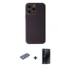 MARSİLYAN™- iPhone 13 Pro Max Kılıf Yadigar Klasik - Siyah 3D Antistatik Hayalet Cam Ekran Koruyucu + Renkli Kamera Lens Koruma Cam - YL