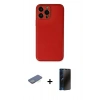 MARSİLYAN™- iPhone 13 Pro Max Kılıf Yadigar Klasik - Siyah 3D Antistatik Hayalet Cam Ekran Koruyucu + Renkli Kamera Lens Koruma Cam - YL