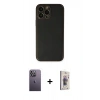 MARSİLYAN™- iPhone 13 Pro Max Kılıf Yadigar Klasik - Siyah Bilvis 3D Cam Ekran Koruyucu + Neon Fosforlu Kamera Lens - BZ