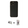 MARSİLYAN™- iPhone 13 Pro Max Kılıf Yadigar Klasik - Siyah Bilvis 3D Cam Ekran Koruyucu + Rainbow Kamera Lens Koruma Cam - MR
