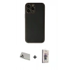 MARSİLYAN™- iPhone 13 Pro Max Kılıf Yadigar Klasik - Siyah Bilvis 3D Cam Ekran Koruyucu + Rainbow Kamera Lens Koruma Cam - BZ