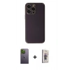 MARSİLYAN™- iPhone 13 Pro Max Kılıf Yadigar Klasik - Siyah Bilvis 3D Cam Ekran Koruyucu + Neon Fosforlu Kamera Lens - YL