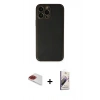 MARSİLYAN™- iPhone 13 Pro Max Kılıf Yadigar Klasik - Siyah Bilvis 3D Mat Cam Ekran Koruyucu + Pers Alüminyum Kamera Lens - KI