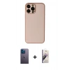 MARSİLYAN™- iPhone 13 Pro Max Kılıf Yadigar Klasik - Siyah Bilvis 3D Mat Cam Ekran Koruyucu + Mavi Neon Fosforlu Kamera Lens