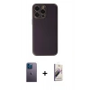 MARSİLYAN™- iPhone 13 Pro Max Kılıf Yadigar Klasik - Siyah Bilvis 3D Mat Cam Ekran Koruyucu + Mavi Neon Fosforlu Kamera Lens