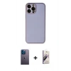 MARSİLYAN™- iPhone 13 Pro Max Kılıf Yadigar Klasik - Siyah Bilvis 3D Mat Cam Ekran Koruyucu + Mavi Neon Fosforlu Kamera Lens