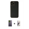MARSİLYAN™- iPhone 13 Pro Max Kılıf Yadigar Klasik - Siyah Bilvis 3D Mat Cam Ekran Koruyucu + Neon Fosforlu Kamera Lens - YL