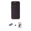 MARSİLYAN™- iPhone 13 Pro Max Kılıf Yadigar Klasik - Siyah Bilvis 3D Mat Cam Ekran Koruyucu + Renkli Kamera Lens Koruma Cam - MI