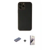 MARSİLYAN™- iPhone 13 Pro Max Kılıf Yadigar Klasik - Siyah Bilvis 3D Mat Cam Ekran Koruyucu + Renkli Kamera Lens Koruma Cam - PE