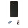 MARSİLYAN™- iPhone 13 Pro Max Kılıf Yadigar Klasik - Siyah Bilvis 3D Mat Cam Ekran Koruyucu + Shine Kamera Lens Koruma Cam - PE