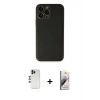 MARSİLYAN™- iPhone 13 Pro Max Kılıf Yadigar Klasik - Siyah Bilvis 3D Mat Cam Ekran Koruyucu + Shine Kamera Lens - GD