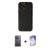 MARSİLYAN™- iPhone 13 Pro Max Kılıf Yadigar Klasik - Siyah Bilvis 5in1 3D Magic Cam Ekran Koruyucu + Neon Fosforlu Kamera Lens - BZ