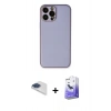 MARSİLYAN™- iPhone 13 Pro Max Kılıf Yadigar Klasik - Siyah Bilvis 5in1 5D Magic Hayalet Cam Ekran Koruyucu + Lacivert Pers Alüminyum Kamera Lens