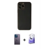 MARSİLYAN™- iPhone 13 Pro Max Kılıf Yadigar Klasik - Siyah Bilvis 5in1 5D Magic Hayalet Cam Ekran Koruyucu + Neon Fosforlu Kamera Lens - MI