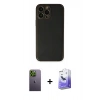 MARSİLYAN™- iPhone 13 Pro Max Kılıf Yadigar Klasik - Siyah Bilvis 5in1 5D Magic Hayalet Cam Ekran Koruyucu + Neon Fosforlu Kamera Lens - YL